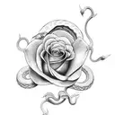 snake with roses tattoo design idea