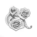snake with roses tattoo design idea