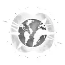 A silhouette of a globe with a plane flying around it, with the letters 'L' and 'A' forming the plane's trail tattoo design idea