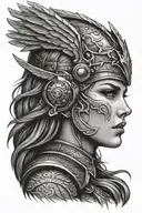 Valkyrie woman head tattoo design idea