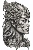 Valkyrie woman head tattoo design idea