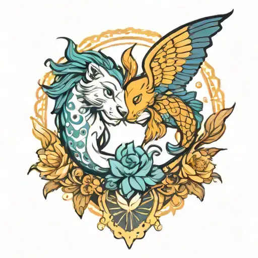 Leo and Pisces  tattoo design idea