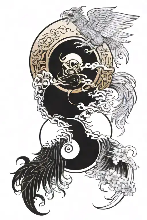 YIN-YANG with devil and angel wings tattoo design idea