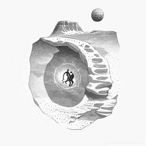 sisyphus pushing a rock tattoo design idea