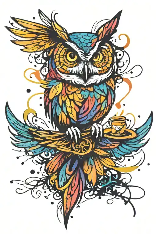 Owl spread wings tattoo design idea