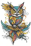 Owl spread wings tattoo design idea