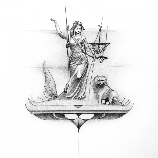 lady justice tattoo design idea