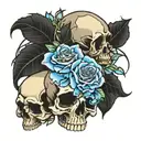 skull with roses stained glass window tattoo design idea
