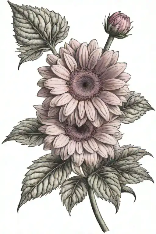 pink gerbera sun shining tattoo design idea