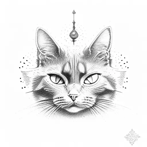 blue russian cat tattoo design idea