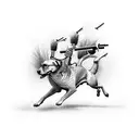 hunting shooting over a pointing dog with tall grass and pheasants flying  tattoo design idea