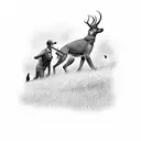 hunting shooting over a pointing dog with tall grass and pheasants flying  tattoo design idea