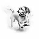 hunting shooting over a pointing dog with tall grass and pheasants flying  tattoo design idea