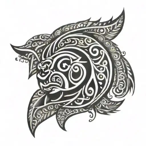 Maori with Galatasaray logo tattoo design idea