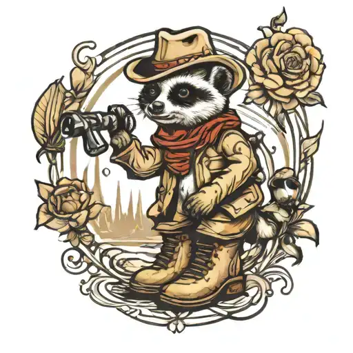 meerkat in cowboy boots tattoo design idea