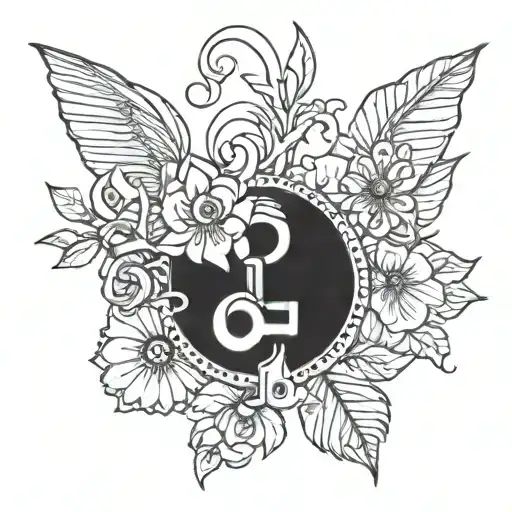floral button key Coraline  tattoo design idea