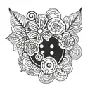 floral button key Coraline  tattoo design idea