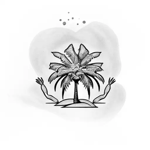palm tree, family, chair, heart attack, crabs, surf, tattoo design idea
