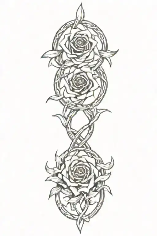 Celtic knotwork intertwined roses entwined with flames tattoo design idea