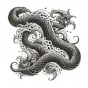 A stylized wave tattoo with hidden images of scorpions and dragons tattoo design idea