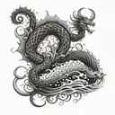 A stylized wave tattoo with hidden images of scorpions and dragons tattoo design idea