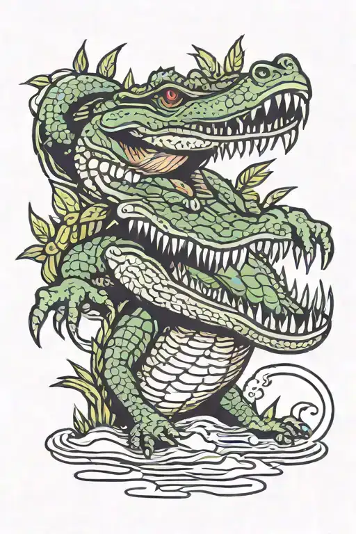 swamp crocodile tattoo design idea