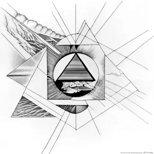 pink floyd album cover of dark side of the moon but only in black and red tattoo design idea