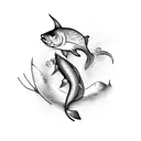 Fish surfboard tattoo design idea