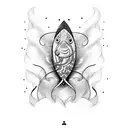 Fish surfboard tattoo design idea