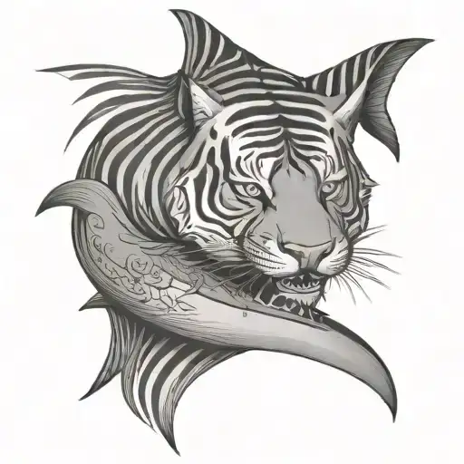tiger shark with tiger stripes tattoo design idea