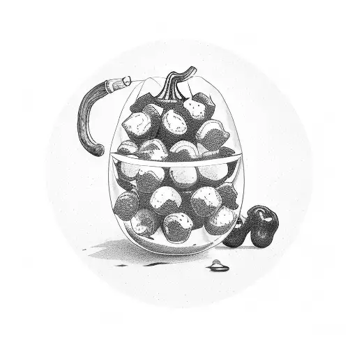 a pepper emoji and a melon emoji smoke weed and drink a beer in the shade under a date tree tattoo design idea