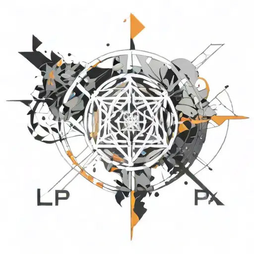 I want a circle with the letters inside it .The letters L and P of the Linkin Park group are in fire color tattoo design idea