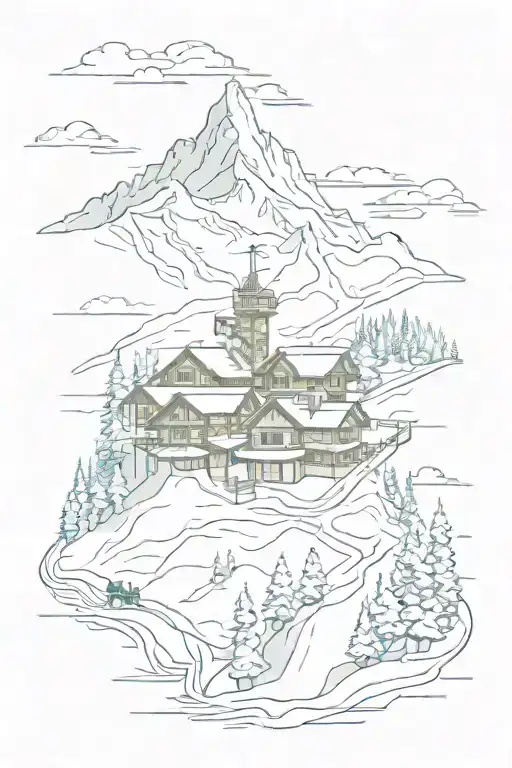 ski resort tattoo design idea