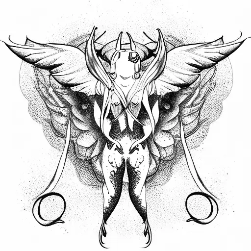 A Demon pulling down an Angel tattoo design idea