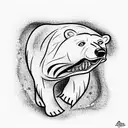 polar bear biting a salmon tattoo design idea