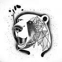 polar bear biting a salmon tattoo design idea