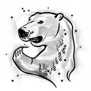 polar bear biting a salmon tattoo design idea