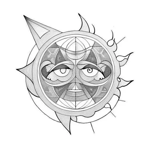 Sun and Moon tattoo design idea