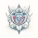 incorporate the scales from libra with a blend of brickwork and ice hockey but also have some guitar and family influenc tattoo design idea