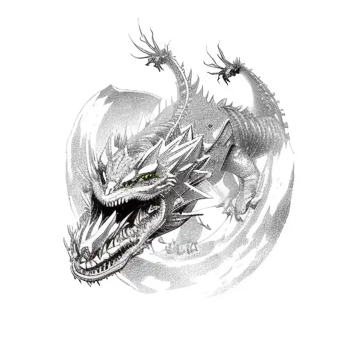 A cyberpunk-inspired dragon soaring through a futuristic cityscape tattoo design idea