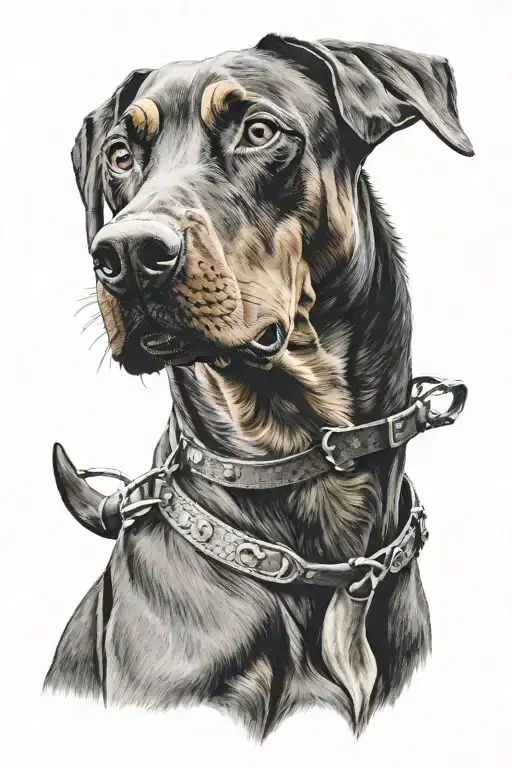 Barking Doberman tattoo design idea