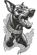 Barking Doberman tattoo design idea