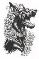 Barking Doberman tattoo design idea