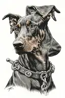 Barking Doberman tattoo design idea