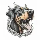Barking Doberman tattoo design idea