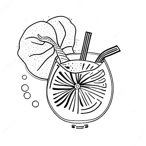 cup of gin and tonic. lineal tattoo design idea