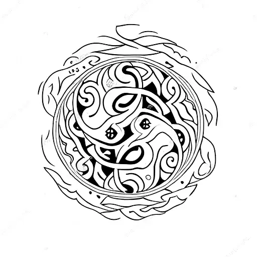 yin yang inside a cup of gin and tonic tattoo design idea