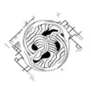 yin yang inside a cup of gin and tonic tattoo design idea