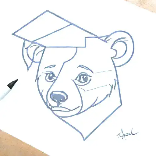 graduation bear tattoo design idea