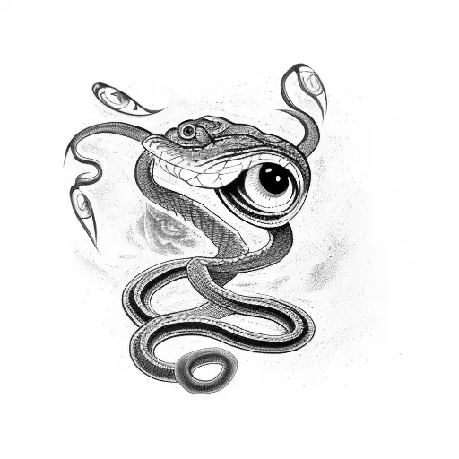 snake with more eyes, blood, nature tattoo design idea